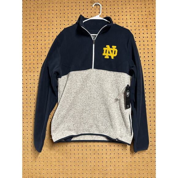 47 Brand Notre Dame Fighting Irish 1/4 Zip Fleece Pullover Sweater Men’s Medium - Picture 1 of 7
